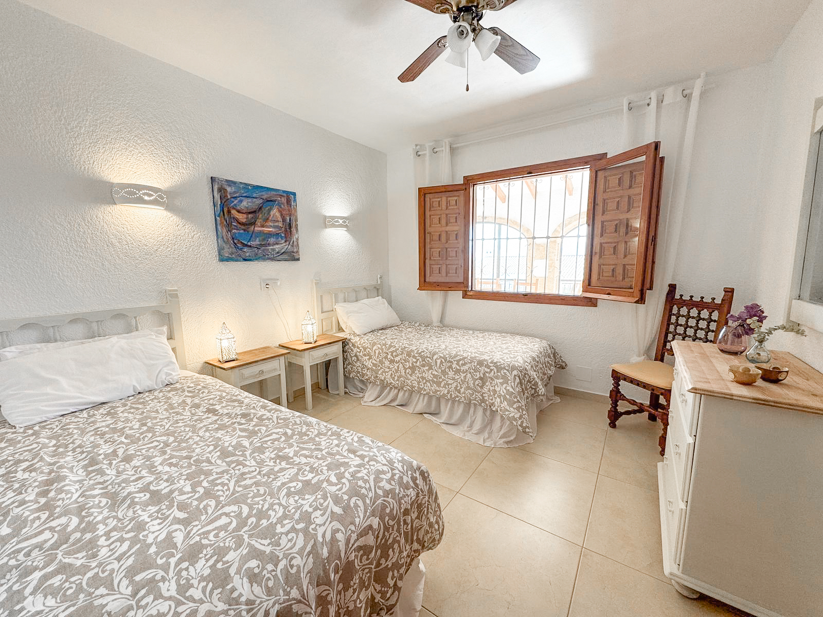 Suite 4 — double bedroom with garden views